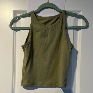 Olive Green Cropped Tank Top